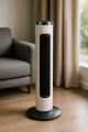 Wentylator kolumnowy biało-czarny 50W z oscylacją i pilotem