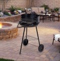 Grill ogrodowy półotwarty czarny Ruszt 37cm mobilny stalowy grill na węgiel