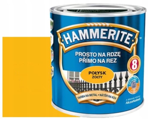 Hammerite Farba do metalu prosto na rdzę Żółty 2,5L antykorozyjna Wysoki Połysk