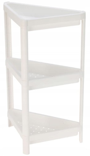 Regał narożny łazienkowy kuchenny 71cm 3-poziomowy Plastikowy biały