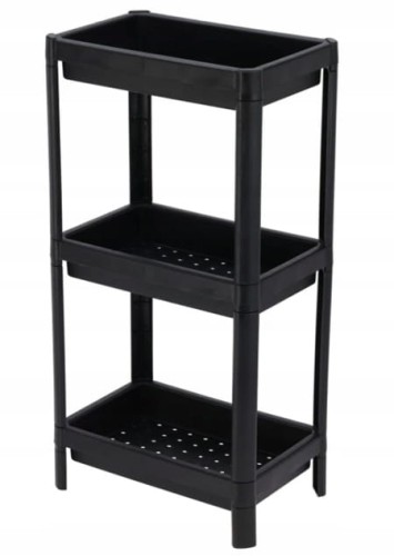 Regał łazienkowy kuchenny 3-poziomowy 36x71 cm Plastikowy, czarny