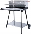 Grill węglowy na kółkach 53x33,5cm Regulowany ruszt, rożen i półki