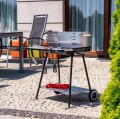 Grill węglowy na kółkach 53x33,5cm Regulowany ruszt, rożen i półki