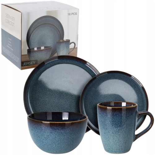 Zestaw obiadowy z kamionki dla 4 osób 16 elementów, szkliwo reaktywne