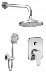 Deszczownica prysznicowa podtynkowa z baterią i 3-funkcyjną słuchawką Chrom Alpinia