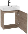 Szafka łazienkowa wisząca z umywalką 60x50cm Dąb rockford czarny uchwyt Elara
