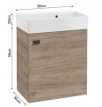 Szafka łazienkowa wisząca z umywalką 60x50cm Dąb rockford czarny uchwyt Elara