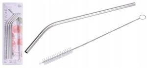 Zestaw 4 słomek metalowych ze stali nierdzewnej 21,5cm + Szczoteczka