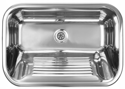 Zlewozmywak gospodarczy stalowy 65x45x22cm 1-komorowy, głęboki, z syfonem