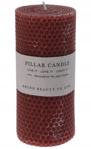 Świeca filarowa 14cm Dekoracyjna ze wzorem plastra miodu