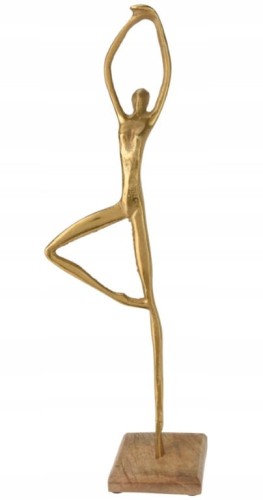 Dekoracyjna figurka joga złota 48cm drewniana podstawka