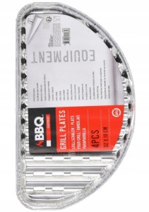 Zestaw 4 aluminiowych, półokrągłych tacek na grilla 32x19cm Jednorazowe