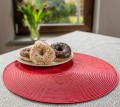 Okrągła słomkowa podkładka na stół 38cm Czerwona, dekoracyjna