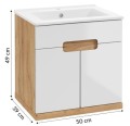 50.jpgSzafka łazienkowa z umywalką baterią i półsyfonem 50x50cm wisząca dąb craft Ronda