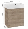 Szafka łazienkowa wisząca z umywalką 60x50cm Dąb rockford czarny uchwyt Elara