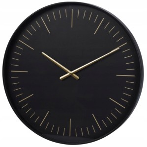 Okrągły zegar ścienny dekoracyjny 50cm Minimalistyczny, czarno-złoty