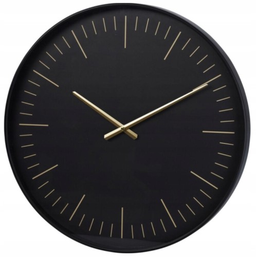 Okrągły zegar ścienny dekoracyjny 50cm Minimalistyczny, czarno-złoty