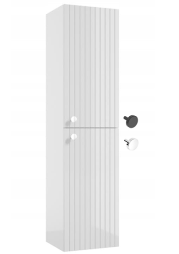 Słupek łazienkowy wiszący ryflowany lamele 140x35 cm biały połysk Rietti