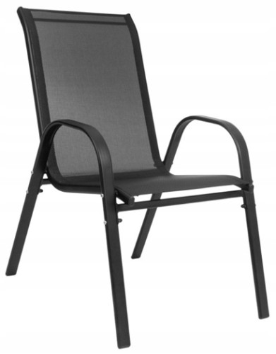 Krzesło ogrodowe czarne 55x72x91cm Stalowa konstrukcja