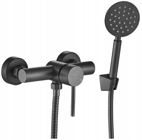 Bateria łazienkowa natryskowa prysznicowa ścienna grafitowa stal nierdzewna NOIA