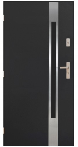 Drzwi zewnętrzne stalowe 90cm Lewe, Antracyt, ocieplane 72 mm, 2 zamki