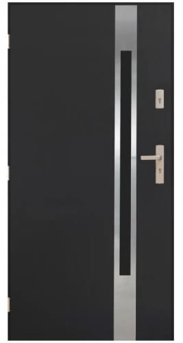 Drzwi zewnętrzne stalowe 90cm Lewe, Antracyt, ocieplane 72 mm, 2 zamki