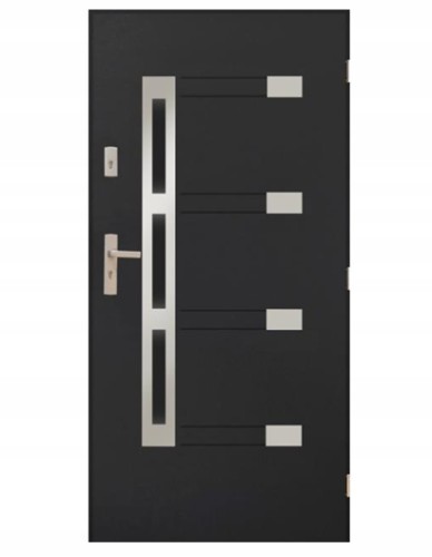Drzwi zewnętrzne stalowe antracytowe 90cm prawe Energooszczędne