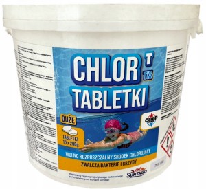 Zestaw 15 tabletek z chlorem 200g do dezynfekcji basenu, uzdatniania wody