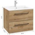 Szafka łazienkowa z umywalką 60 cm wisząca dąb craft Pinia