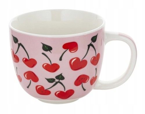 Kubek porcelanowy z uchem 400ml dekoracyjny owocowy wzór