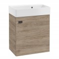 Szafka łazienkowa wisząca Dąb rockford, czarny uchwyt 60x50cm syfon+bateria Elara