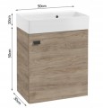 Szafka łazienkowa wisząca Dąb rockford, czarny uchwyt 60x50cm syfon+bateria Elara