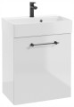 Szafka łazienkowa wisząca biały połysk, czarne uchwyty 60x50cm bateria+syfon Elara