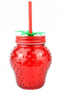 Szklany kubek z zakrętką i słomką 400ml Idealny do koktajli i smoothie