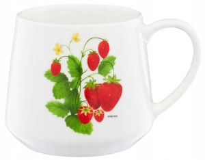 Kubek porcelanowy 460ml na kawę, herbatę z motywem truskawek