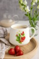 Kubek porcelanowy 460ml na kawę, herbatę z motywem truskawek