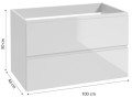 Szafka łazienkowa wisząca 100x50cm zestaw z blatem i okrągłą umywalką biały Modus
