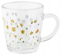 Kubek szklany 350ml z dekoracją w kaczeńce, idealny do herbaty i kawy