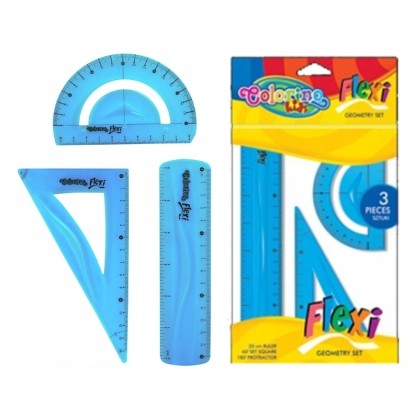 Zestaw geometryczny ekierka, linijka i kątomierz Elastyczny, trwały