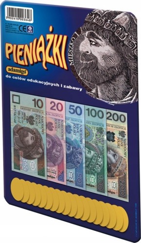 Pieniądze edukacyjne dla dzieci, banknoty i złoty bilion do nauki nominałów