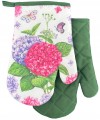 Rękawice kuchenne z magnesem 2 szt 18x27cm poliester, w kwiaty i motyle