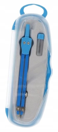 Cyrkiel metalowy szkolny geometryczny w etui z wymiennym wkładem