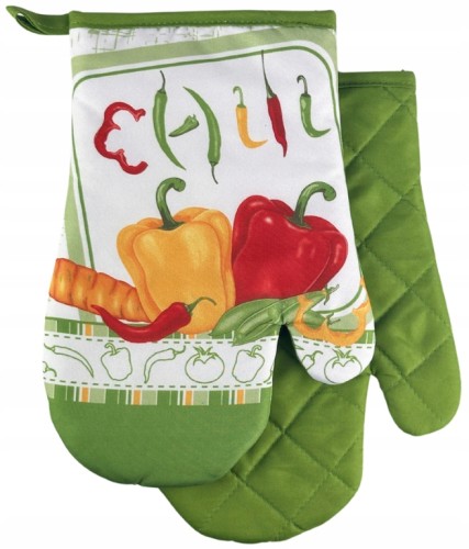 Rękawice kuchenne z magnesem 2 szt. 18x27cm, poliester, motyw dekoracyjny