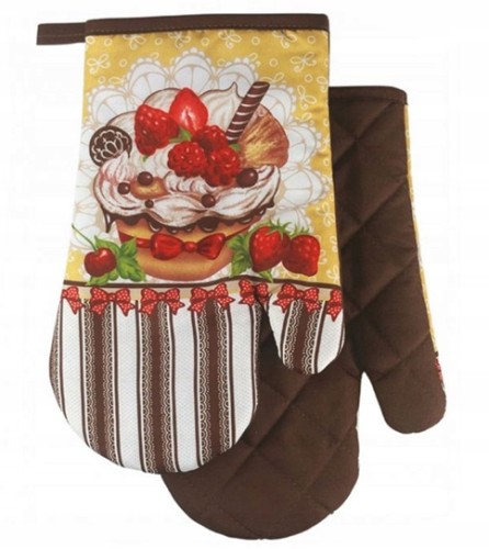 Rękawice kuchenne z magnesem 2 szt. Motyw deseru, ochrona do 250°C