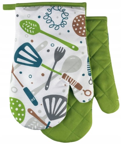 Rękawice kuchenne z magnesem 2 szt. Zielone, odporne na wysoką temperaturę