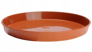 Podstawka drewnopodobna pod doniczkę 25cm Lekka, mrozoodporna, terrakota