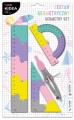 Zestaw geometryczny 4 elementowy linijka 20 cm, ekierka, kątomierz, cyrkiel