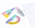 Zestaw geometryczny 4 elementowy linijka 20 cm, ekierka, kątomierz, cyrkiel