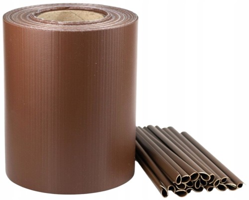 Taśma ogrodzeniowa 19cmx35m Brązowa osłona z klipsami mocującymi ochrona UV