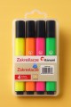 Zakreślacze trójkątne 4 intensywne kolory w etui ze ściętą końcówką